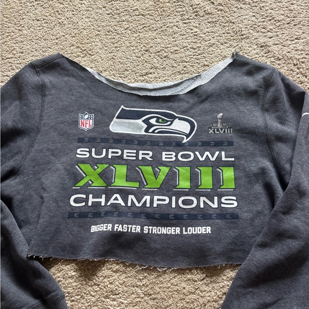 Seahawks Super Bowl XLVIII Champions Cropped Sweatshirt